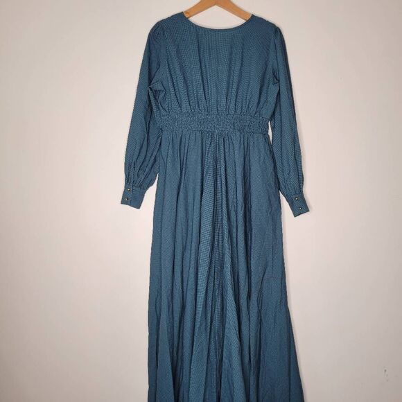 Super Cute Dresses Indigo Lattice Hearthside 100% Cotton S Blue Prairie - Picture 4 of 6